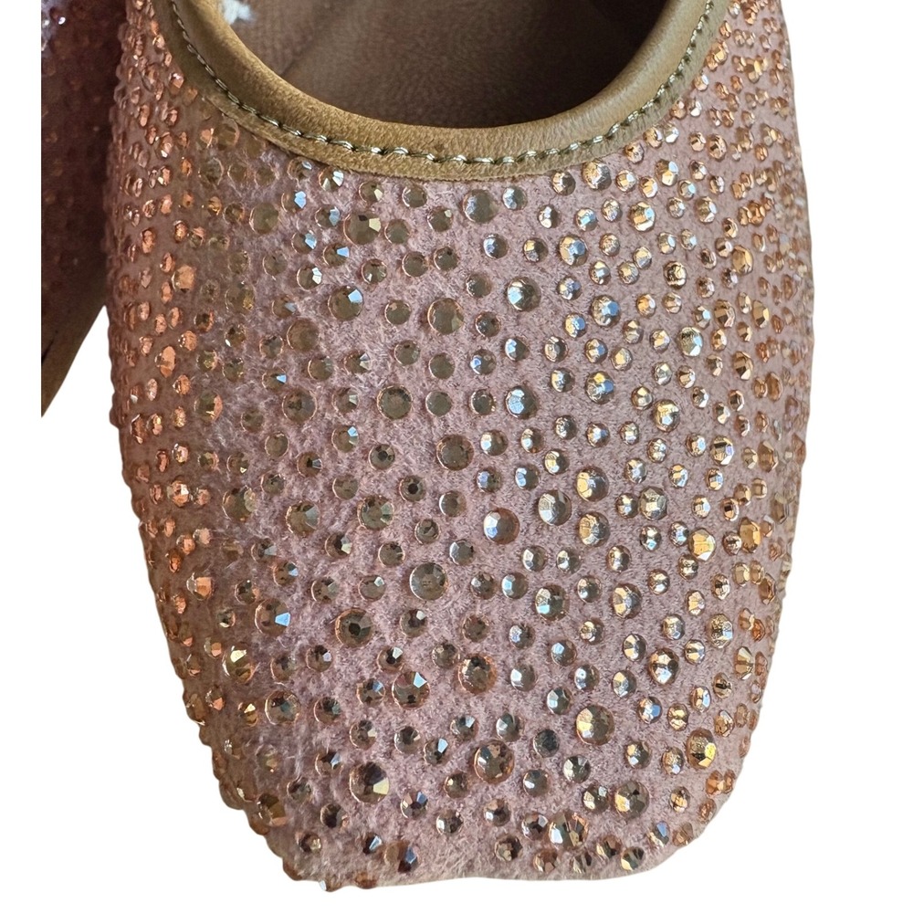 NWOB Swarovski Rhinestone Flats Pink Leather Jutti Mojari, Punjabi Jutti SIZE 6 - Picture 3 of 9
